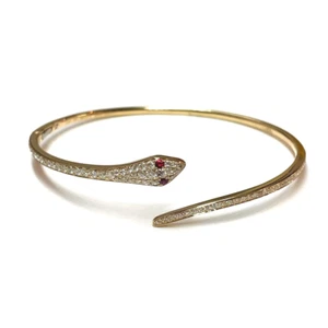 Stunning 18k Yellow Gold Detailed Snake Diamond Bracelet - Picture 1 of 4