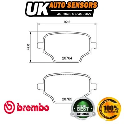 Compatível com Citroen Berlingo 2018- Peugeot Partner 2018- Conjunto de pastilhas de freio traseiras Brembo - Imagem 1 de 4