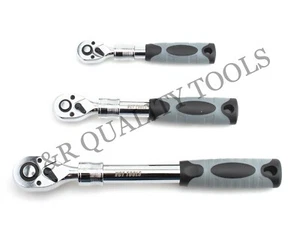 3pc 1/4", 3/8". and 1/2" drive Extendable Long Handle Socket Ratchet Set - Picture 1 of 4
