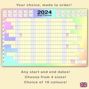 Calendario de planificador de pared personalizado CUALQUIER fecha de inicio y finalización. 13 colores, 4 tamaños [Tipo D] - Imagen 1 de 17