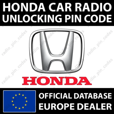 HONDA RADIO PIN CODE ACCORD CIVIC CR-V CR-X FR-V HR-V JAZZ PRELUDE S2000 ZR-V - Bild 1 von 4