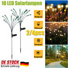 2/4Stück 10 LED Glühwürmchen Solarlampen für Außen Garten Firefly Solarleuchten