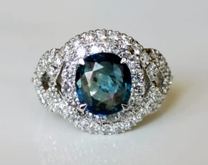 Attractive Clear Blue Lab Created Sapphire Women's Party Wedding Silver Ring - Picture 1 of 6