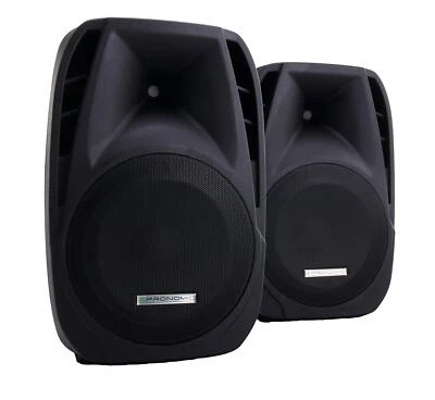 Paar Mobile DJ PA Lautsprecher Box Set 15'' (38cm) DJ Bühne Monitor Trolley 700w - Bild 1 von 4