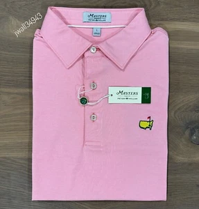 2025 MASTERS by Peter Millar Men's Performance Tech Golf Polo Shirt Pink NEW - Picture 1 of 7