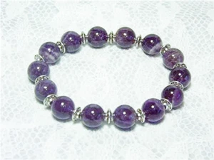 CYNTHIA LYNN "DRAPIERT IN VIOLETTEM AMETHYST FEBRUAR GEBURTSSTEIN SILBER PERLEN ARMBAND - Bild 1 von 1