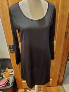 Black Long Sleeve Shirt Large Round Neck Split Sleeves - Picture 1 of 3