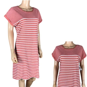 LEVI'S Women's 100% Cotton Short Sleeve Red/White Striped Shirt Dress NWT Medium - Picture 1 of 8