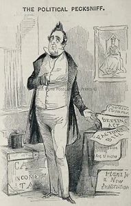 Antigua impresión victoriana c1844 MR CHARLES DICKENS & THE POLITICAL PECKSNIFF - Imagen 1 de 2