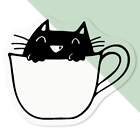 'Cat In Mug' Clear Decal Stickers (DC017119)