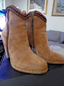 new Frye 701190 Womens Madeline Round Toe Leather Bootie Boots Tan Size 7.5 M - Picture 1 of 7