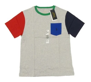 Polo Ralph Lauren Boys Grey Heather Colorblock Short Sleeve Pocket T-Shirt - Picture 1 of 2