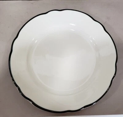 Jackson China Scalloped Black Edged White Plate Restaurant Ware 7 IN NOS