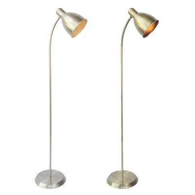 FIRSTCHOICELIGHTING Flexi Arm Reading Light Floor Lamp Satin Nickel or Antique Brass