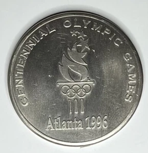 Atlanta 1996 Olympic Flag Arrival Silver Toned Medallion - Picture 1 of 2
