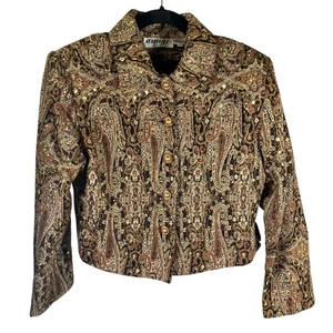 Chaqueta de algodón adornada con lentejuelas tapiz cachemir Anage vintage pequeña artística - Imagen 1 de 12