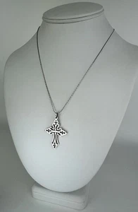 Retired Vintage James Avery Sterling Silver Openwork Cross Pendant St. Cecilia - Picture 1 of 8