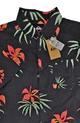 Quick Silver Button Floral Print Apero Classic SS Mens Shirt Medium $56 MSRP - Image 1 of 4