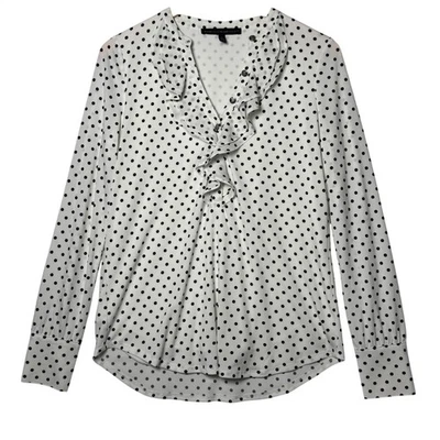 Блузка женская White House Black Market размер S с оборками в горошек с длинным рукавом рабочая - Изображение 1 из 4