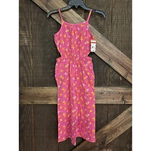 Cat & Jack Wide Leg Pink Floral Jumpsuit Bohemian Style Summer Girls Size 8 NEW - Picture 1 of 6