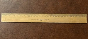 REGLA DE MADERA VINTAGE WESTCOTT EE. UU. 18” CON BORDE DE METAL Nº R501-18 LOGOTIPO ANTIGUO - Imagen 1 de 1