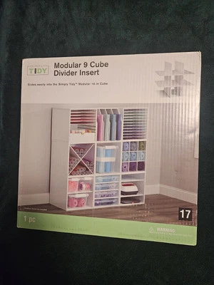 Inserção divisória modular 9 cubos para prateleiras de armazenamento mesa de trabalho madeira branca - Imagem 1 de 2