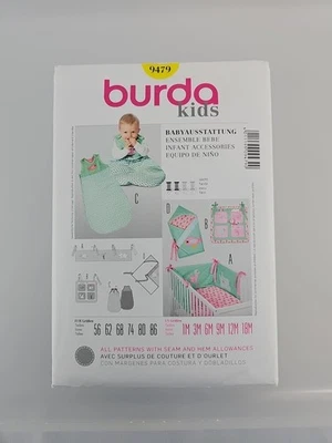 Burda Kids Sewing Pattern 9479 Infant Baby Accessories Crib Sleep Sack Uncut - Image 1 of 3