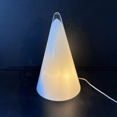 Lampe Tepee SCE Verre Blanc 38cm Vintage Forme Pyramide Lumière Douce Ambiance - Photo 1/4