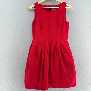 Vestido Taylor Rojo Sin Mangas Plisado Ajuste y Acampanado Burbuja Talla 10 Retro Mezcla Seda - Imagen 1 de 9