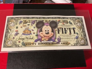 🟢 RARE UNCIRCULATED FIFTY DOLLAR DISNEY NOTE LOW SER #. 🔴 - Picture 1 of 9