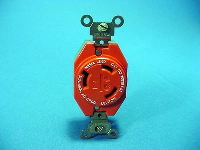 Leviton L8-30R ISOLATED GND Locking Receptacle Outlet 30A 480V 2640-IG-063 Box - Image 1 of 4