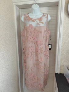 Adrianna Papell Floral Embroidered Sheath Dress NWT Size 16 - Picture 1 of 16
