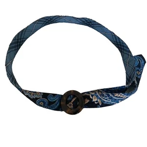 Vera Bradley 44" Reversible Belt Blue Cotton Tortoise Shell Circular Buckle - Picture 1 of 6