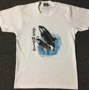 Vtg 90s Kids Sea World Shamu Faded Shirt L 14-16 Killer Whale Theme Park Animal - Picture 1 of 12
