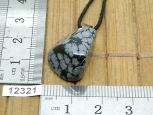 Pendentif OBSIDIENNE FLOCON DE NEIGE + cordon reglable mineraux pierre reiki - Picture 1 of 1