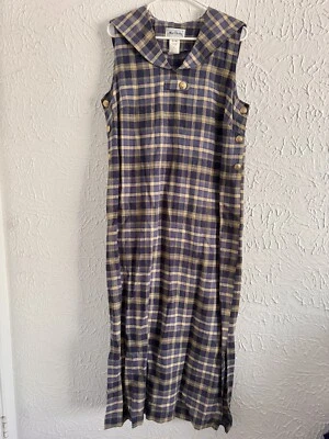 Women’s Vtg Miss Dorby Linen Plaid Sleeveless Maxi Dress Sz 14* - Image 1 of 4