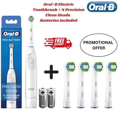 Oral-B Pro Battery Electric Toothbrush Precision Clean + 4 Heads (Choose Yours) - Image 1 of 4