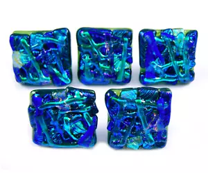 Perillas de gabinete de arte de vidrio DICHROIC tiradores de cajón verde azul mosaico cocina baño - Imagen 1 de 12