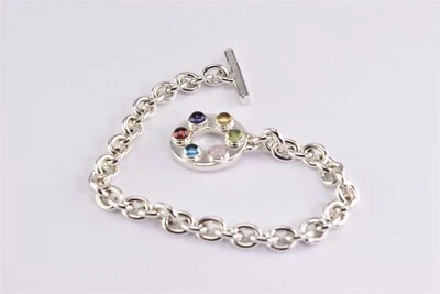 Brazalete de palanca acentuado con múltiples piedras preciosas vinculadas con cable ZIA 8,25" Foto 1 de 4