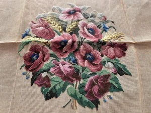 Vintage Elsa Williams Semi-Completed Floral Needlepoint Canvas for Chair, Etc - Picture 1 of 12