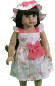 Pink Flamingo Dress New with Floppy Hat Matching 18" AMERICAN FASHION GIRL - Picture 1 of 5