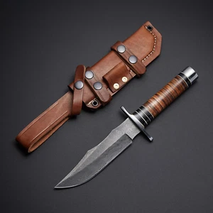 CUSTOM HANDMADE DA,ASCUS STEEL SKINNER HUNTING KNIFE WITH LEATHER SHEATH - Picture 1 of 4