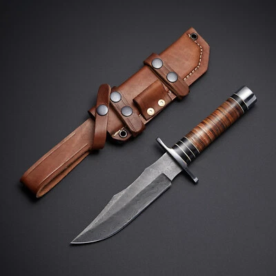 CUSTOM HANDMADE DA,ASCUS STEEL SKINNER HUNTING KNIFE WITH LEATHER SHEATH - Image 1 of 4