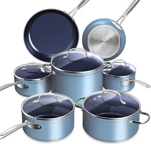 Healthy Duralon Blue Ceramic Nonstick Cookware Set, Diamond Infused Scratch-R... - Picture 1 of 9