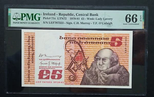 Ireland | 1981 | 5 Pounds | P.71c | LEF 787323 | GEM UNC 66 EPQ - Foto 1 di 2