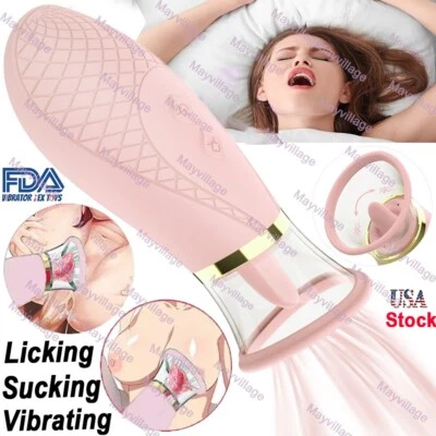 Sucking G-Spot Vibrator Clit Tongue Licking Dildo Stimulators Sex Toys for Women - Image 1 of 4