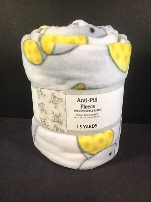 David Textiles Anti Pill Pre Cut Fleece Fabric Blanket 54" x 60" Elephants New - Image 1 of 3
