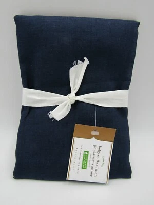 Pottery Barn Classic Belgian Flax Hemstitch Table Runner 108" Sailor Blue #9971Z - Image 1 of 4