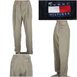 Vintage TOMMY HILFIGER Men's 33 x 31 Brown Pleated & Cuffed Corduroy Pants EUC - Bild 1 von 12