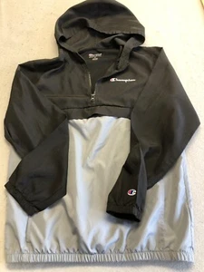 Champion Windbreaker Jacket Men's Extra Large Black Anorak Track Gym Hooded - Picture 1 of 8